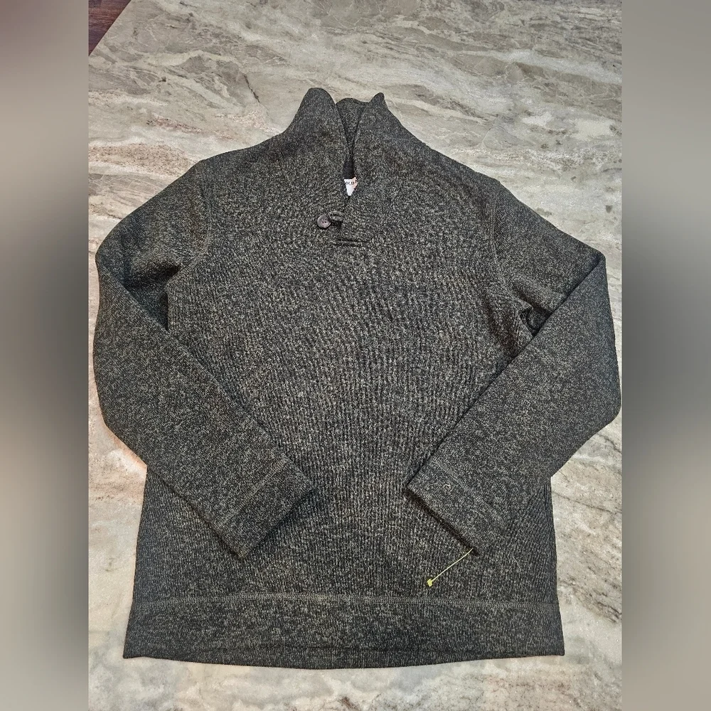 Old Navy XL Fleece Pullover Sweater | Marled Gray Button Collar (14–16)